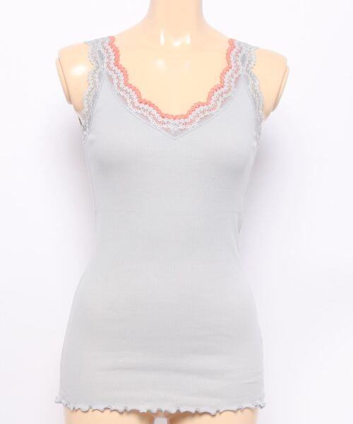 Q（キュー）の「バイカラーテレコタンク（タンクトップ・レディース・ライトグレー/ネイビー/エメラルド/ブルー/ベージュ/チャコールグレー・MEDIUM）」の10枚目の写真