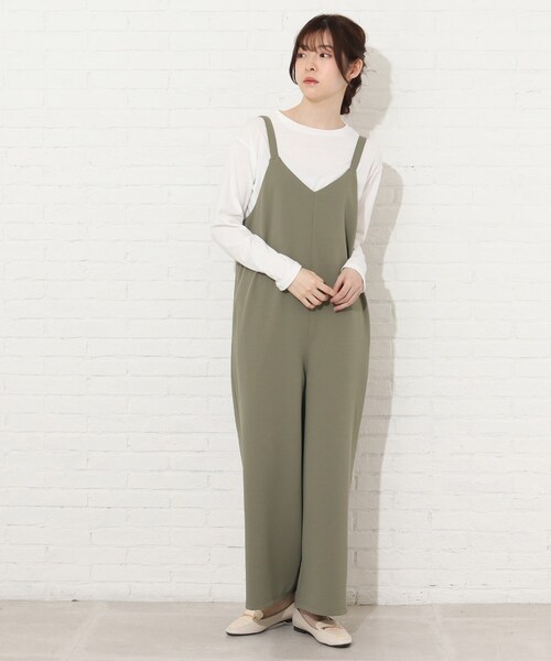 Cutie Blonde（キューティーブロンド）の「◆【S-L/2点セット】オールインワンセット（サロペット/オーバーオール・レディース・ベージュ/カーキ/ブラック・01/02/03）」の3枚目の写真