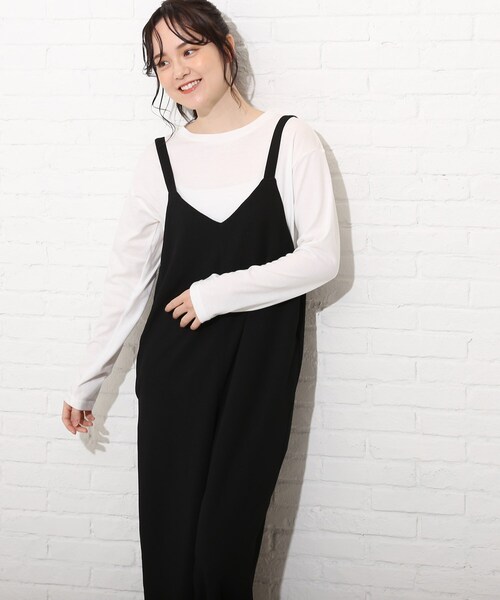 Cutie Blonde（キューティーブロンド）の「◆【S-L/2点セット】オールインワンセット（サロペット/オーバーオール・レディース・ベージュ/カーキ/ブラック・01/02/03）」の2枚目の写真