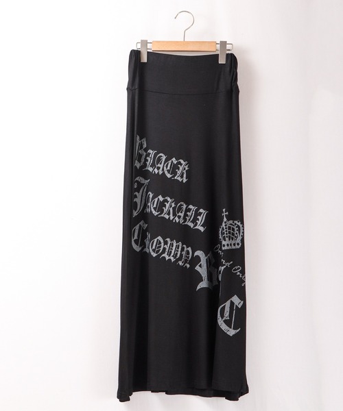 BLACK JACKALL CROWN(ブラックジャッカルクラウン)の「BLACK JACKALL CROWN レーヨン天竺 ロゴプリント ロングスカート(スカート・レディース・ブラック・M)」の17枚目の写真