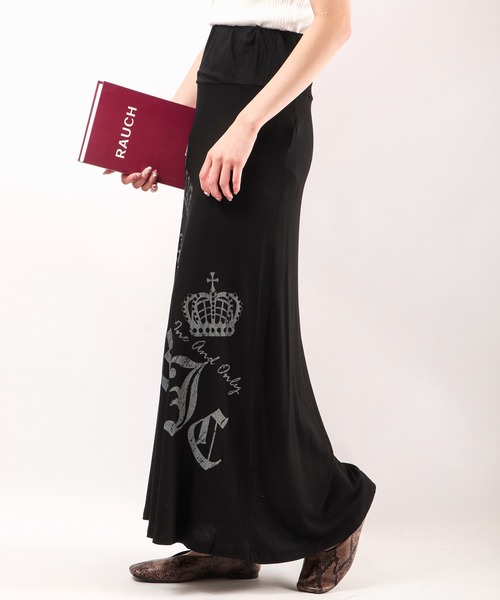 BLACK JACKALL CROWN(ブラックジャッカルクラウン)の「BLACK JACKALL CROWN レーヨン天竺 ロゴプリント ロングスカート(スカート・レディース・ブラック・M)」の12枚目の写真