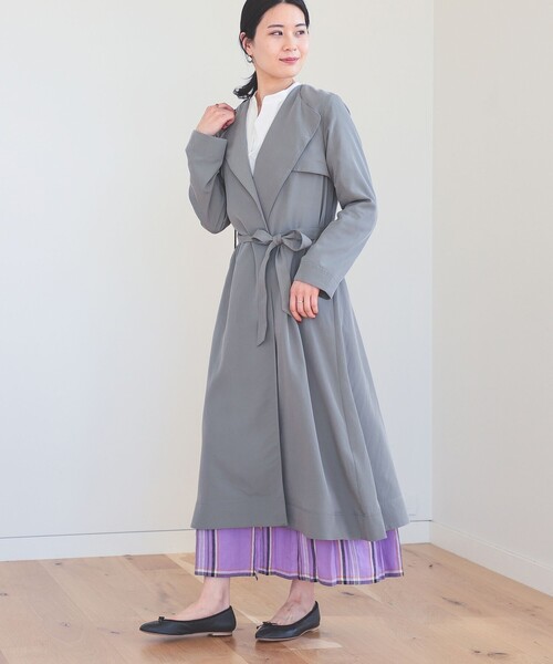 BEAMS HEART（ビームスハート）の「BEAMS HEART / ノーカラートレンチコート（トレンチコート・レディース・オリーブ/ネイビー/ベージュ・SMALL/MEDIUM）」の20枚目の写真