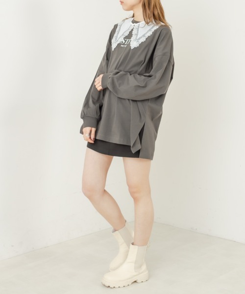 OLIVE des OLIVE（オリーブデオリーブ）の「刺繍ロゴビッグTシャツ（Tシャツ/カットソー・レディース・ライトグレー/オフホワイト/ピンク/ラベンダー/スミクロ・FREE）」の21枚目の写真