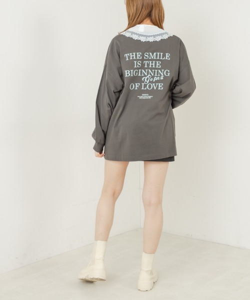 OLIVE des OLIVE（オリーブデオリーブ）の「刺繍ロゴビッグTシャツ（Tシャツ/カットソー・レディース・ライトグレー/オフホワイト/ピンク/ラベンダー/スミクロ・FREE）」の22枚目の写真