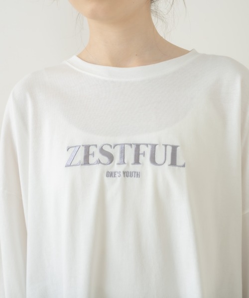 OLIVE des OLIVE（オリーブデオリーブ）の「刺繍ロゴビッグTシャツ（Tシャツ/カットソー・レディース・ライトグレー/オフホワイト/ピンク/ラベンダー/スミクロ・FREE）」の9枚目の写真