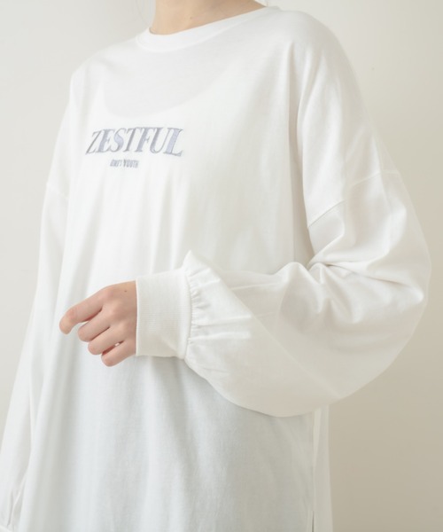 OLIVE des OLIVE（オリーブデオリーブ）の「刺繍ロゴビッグTシャツ（Tシャツ/カットソー・レディース・ライトグレー/オフホワイト/ピンク/ラベンダー/スミクロ・FREE）」の10枚目の写真