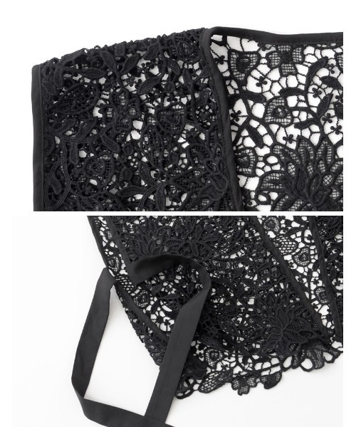 Re:EDIT（リエディ）の「フラワースカラップレースベスト（ベスト・レディース・ホワイト/ブラック・MEDIUM）」の13枚目の写真