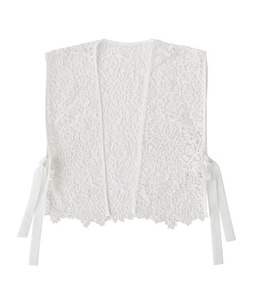 Re:EDIT（リエディ）の「フラワースカラップレースベスト（ベスト・レディース・ホワイト/ブラック・MEDIUM）」の16枚目の写真