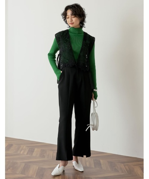 Re:EDIT（リエディ）の「フラワースカラップレースベスト（ベスト・レディース・ホワイト/ブラック・MEDIUM）」の7枚目の写真