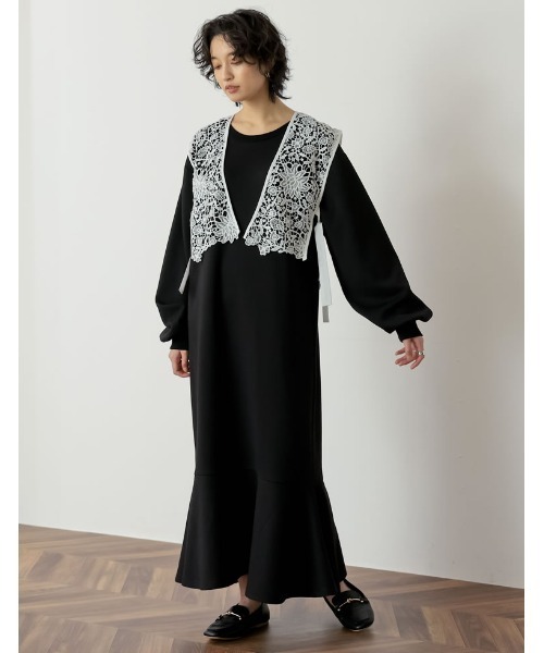 Re:EDIT（リエディ）の「フラワースカラップレースベスト（ベスト・レディース・ホワイト/ブラック・MEDIUM）」の11枚目の写真