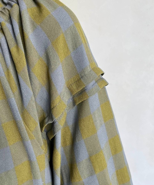 CAPRICIEUX LE'MAGE（カプリシューレマージュ）の「チェックギャザーネックワンピース（ワンピース・レディース・ネイビー/グリーン系その他・FREE）」の12枚目の写真