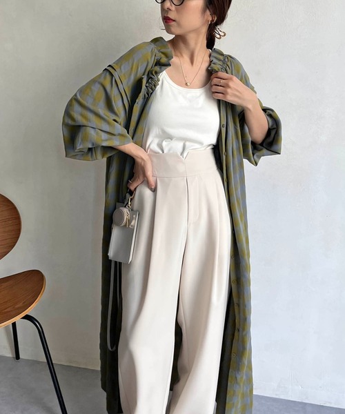 CAPRICIEUX LE'MAGE（カプリシューレマージュ）の「チェックギャザーネックワンピース（ワンピース・レディース・ネイビー/グリーン系その他・FREE）」の22枚目の写真