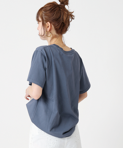 B.C STOCK(ベーセーストック)の「ピグメント2段ロゴTシャツ(Tシャツ/カットソー・レディース・ホワイト/ベージュ/ネイビー/グリーン・FREE)」の19枚目の写真