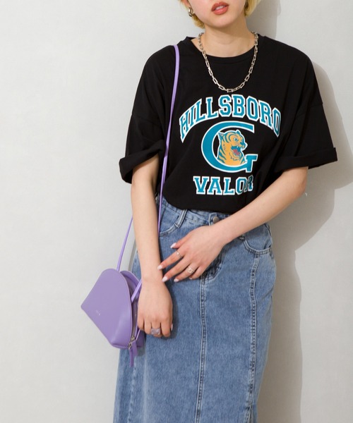 SpRay（スプレイ）の「トラカレッジプリントＴシャツ（Tシャツ/カットソー・レディース・ブラック/オフホワイト/ブルー/グリーン/オートミール・FREE）」の3枚目の写真