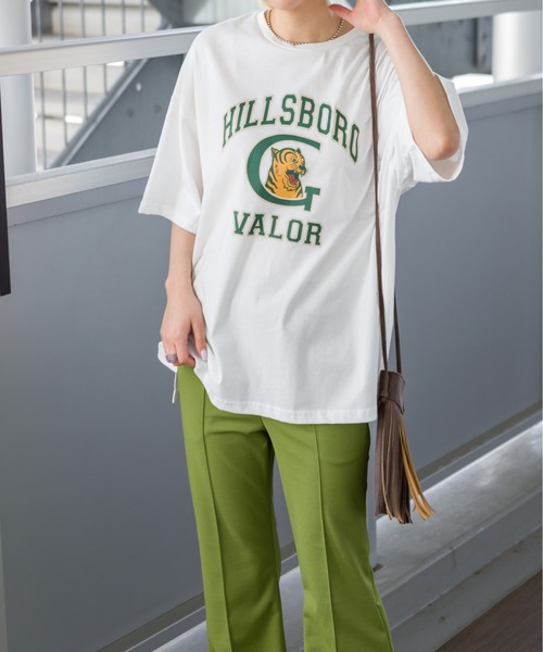 SpRay（スプレイ）の「トラカレッジプリントＴシャツ（Tシャツ/カットソー・レディース・ブラック/オフホワイト/ブルー/グリーン/オートミール・FREE）」の12枚目の写真
