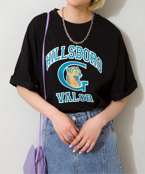 SpRay（スプレイ）の「トラカレッジプリントＴシャツ（Tシャツ/カットソー・レディース・ブラック/オフホワイト/ブルー/グリーン/オートミール・FREE）」の18枚目の写真
