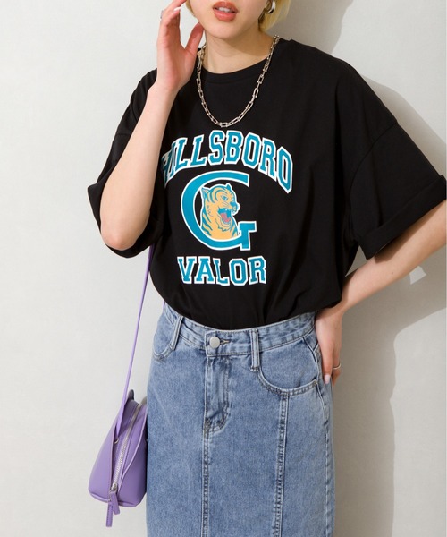 SpRay（スプレイ）の「トラカレッジプリントＴシャツ（Tシャツ/カットソー・レディース・ブラック/オフホワイト/ブルー/グリーン/オートミール・FREE）」の17枚目の写真