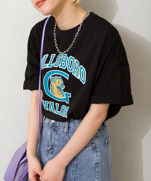 SpRay（スプレイ）の「トラカレッジプリントＴシャツ（Tシャツ/カットソー・レディース・ブラック/オフホワイト/ブルー/グリーン/オートミール・FREE）」の14枚目の写真