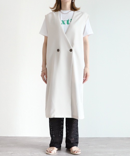 reca（レカ）の「Vロングベスト（ベスト・レディース・アイボリー/ブラック・FREE）」の15枚目の写真