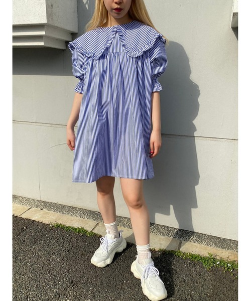 WC（ダブル シー）の「ビッグカラーストライプワンピース（ワンピース・レディース・ピンク/ブルー/グリーン・FREE）」の20枚目の写真