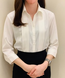 TOKYO SHIRTS | 形態安定ノーアイロン スキッパー衿 七分袖ビジネスワイシャツ(ビジネスシャツ)