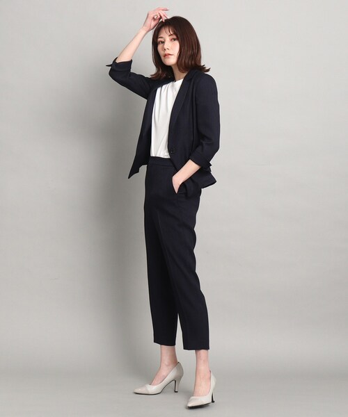 COUP DE CHANCE（クードシャンス）の「◆【洗える/通勤/セットアップ/日本製】リネンライクストレッチ クロップドパンツ（スーツパンツ・レディース・ナチュラル/ネイビー/チャコールグレー/ホワイト/グレー・38/36/34/40）」の21枚目の写真