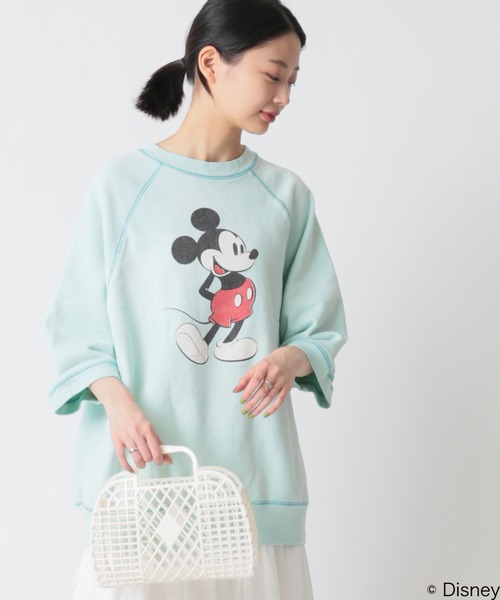 U by SPICK&SPAN(ユーバイスピックアンドスパン)の「【SCREEN STARS / スクリーンスターズ】 裏毛 ハーフスリーブ Tee/MICKEY(Tシャツ/カットソー・レディース・サックスブルー/アイボリー・FREE)」の1枚目の写真