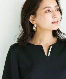 WHITE JOOLA | 【手洗いできる・WEB限定】パールキーネックデザインフレアー半袖ブラウス(シャツ/ブラウス)