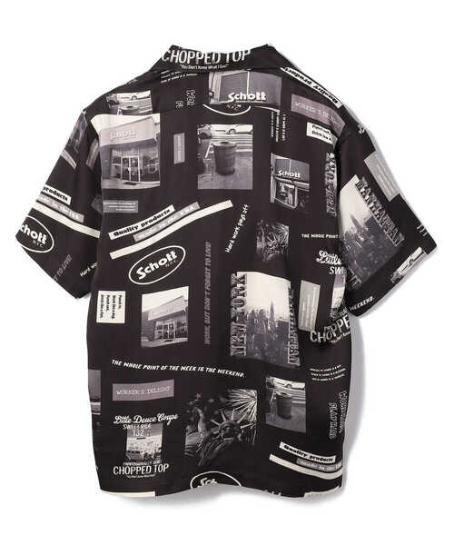 schott（ショット）の「Schott/ショット/PHOTO COLLAGE HAWAIIAN SHIRT/ショット フォトカレッジ ハワイアンシャツ（シャツ/ブラウス・メンズ・ピンク/ブラック/ホワイト・LARGE/X-LARGE/XX-LARGE/MEDIUM）」の2枚目の写真