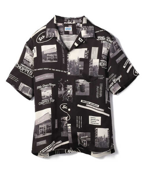schott（ショット）の「Schott/ショット/PHOTO COLLAGE HAWAIIAN SHIRT/ショット フォトカレッジ ハワイアンシャツ（シャツ/ブラウス・メンズ・ピンク/ブラック/ホワイト・LARGE/X-LARGE/XX-LARGE/MEDIUM）」の4枚目の写真