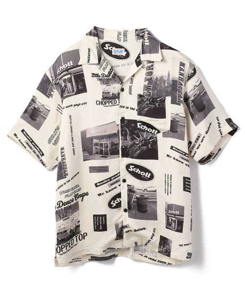 schott（ショット）の「Schott/ショット/PHOTO COLLAGE HAWAIIAN SHIRT/ショット フォトカレッジ ハワイアンシャツ（シャツ/ブラウス・メンズ・ピンク/ブラック/ホワイト・LARGE/X-LARGE/XX-LARGE/MEDIUM）」の14枚目の写真