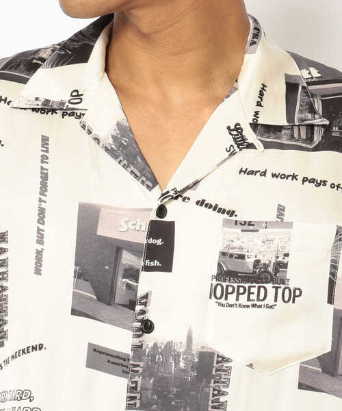 schott（ショット）の「Schott/ショット/PHOTO COLLAGE HAWAIIAN SHIRT/ショット フォトカレッジ ハワイアンシャツ（シャツ/ブラウス・メンズ・ピンク/ブラック/ホワイト・LARGE/X-LARGE/XX-LARGE/MEDIUM）」の12枚目の写真