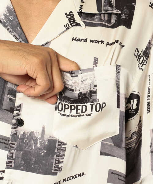 schott（ショット）の「Schott/ショット/PHOTO COLLAGE HAWAIIAN SHIRT/ショット フォトカレッジ ハワイアンシャツ（シャツ/ブラウス・メンズ・ピンク/ブラック/ホワイト・LARGE/X-LARGE/XX-LARGE/MEDIUM）」の11枚目の写真