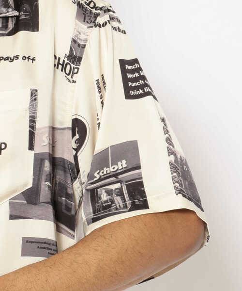 schott（ショット）の「Schott/ショット/PHOTO COLLAGE HAWAIIAN SHIRT/ショット フォトカレッジ ハワイアンシャツ（シャツ/ブラウス・メンズ・ピンク/ブラック/ホワイト・LARGE/X-LARGE/XX-LARGE/MEDIUM）」の9枚目の写真