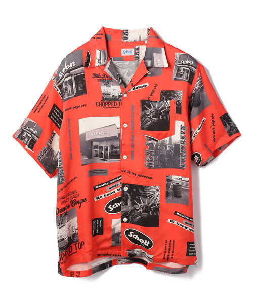 schott（ショット）の「Schott/ショット/PHOTO COLLAGE HAWAIIAN SHIRT/ショット フォトカレッジ ハワイアンシャツ（シャツ/ブラウス・メンズ・ピンク/ブラック/ホワイト・LARGE/X-LARGE/XX-LARGE/MEDIUM）」の6枚目の写真