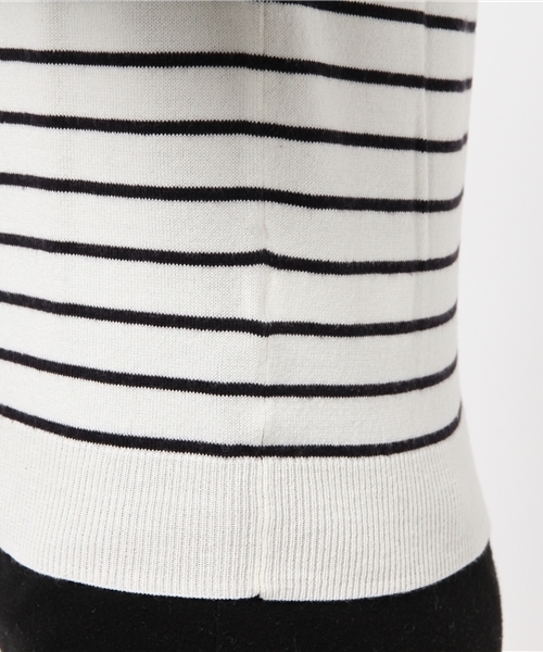 earth music&ecology（アースミュージックアンドエコロジー）の「ボーダービジューニットプルオーバー（ニット/セーター・レディース・アイボリー/ライトピンク/ライトイエロー/ライトグリーン/サックスブルー/ネイビー・MEDIUM/SMALL）」の12枚目の写真