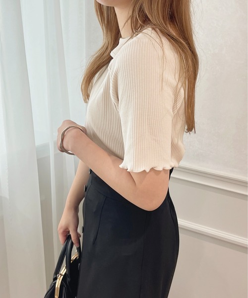 apres jour（アプレジュール）の「フロントオープントップス【ZOZOTOWN限定アイテム】（Tシャツ/カットソー・レディース・ラベンダー/アイボリー/ブラック/ライトイエロー・X-LARGE/フリー）」の9枚目の写真