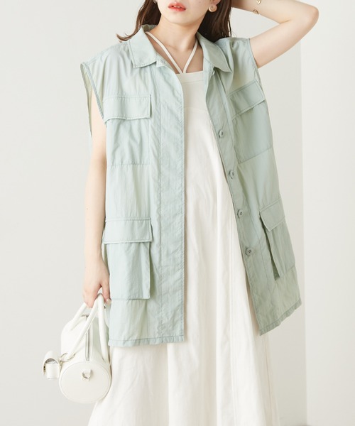 Chico（チコ）の「ナイロンミリタリーベスト（Tシャツ/カットソー・レディース・ホワイト/ブラック/ミント・FREE）」の10枚目の写真