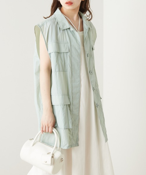 Chico（チコ）の「ナイロンミリタリーベスト（Tシャツ/カットソー・レディース・ホワイト/ブラック/ミント・FREE）」の4枚目の写真