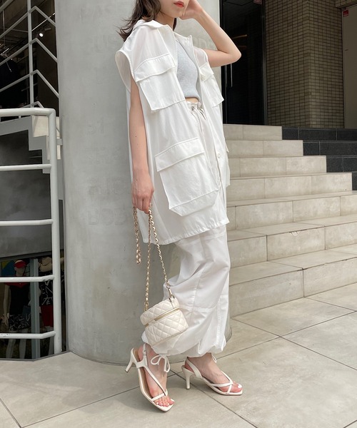 Chico（チコ）の「ナイロンミリタリーベスト（Tシャツ/カットソー・レディース・ホワイト/ブラック/ミント・FREE）」の9枚目の写真