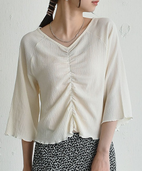 RETRO GIRL(レトロガール)の「シャーリングアソートCT(Tシャツ/カットソー・レディース・グリーン/オフホワイト/オレンジ/ホワイト系その他・FREE)」の3枚目の写真