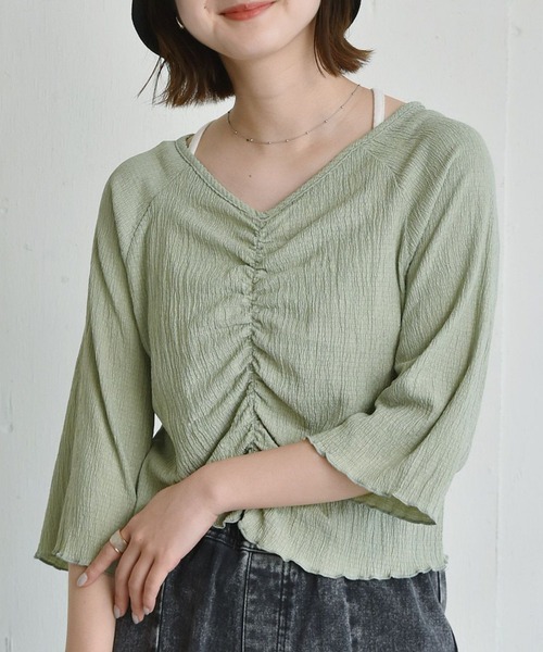 RETRO GIRL(レトロガール)の「シャーリングアソートCT(Tシャツ/カットソー・レディース・グリーン/オフホワイト/オレンジ/ホワイト系その他・FREE)」の4枚目の写真