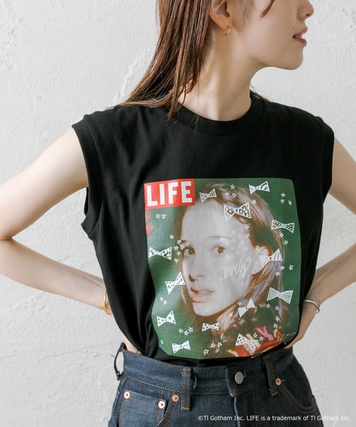 mystic（ミスティック）の「[LIFE] ナタリーポートマンノースリTシャツ（Tシャツ/カットソー・レディース・ブラック/オフホワイト・FREE）」の2枚目の写真