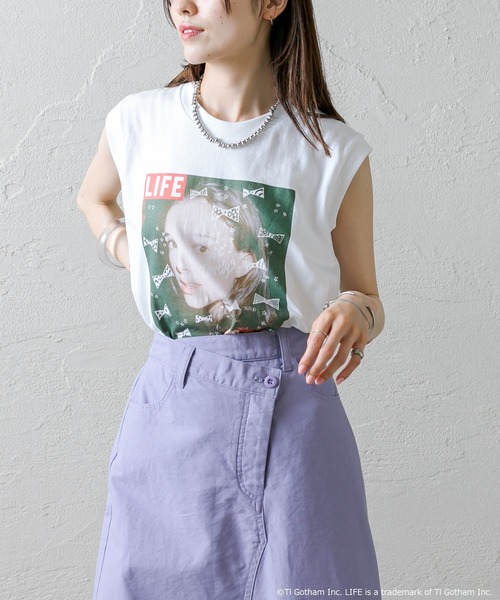 mystic（ミスティック）の「[LIFE] ナタリーポートマンノースリTシャツ（Tシャツ/カットソー・レディース・ブラック/オフホワイト・FREE）」の5枚目の写真