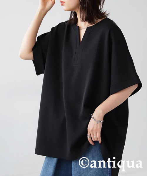 antiqua(アンティカ)の「ポンチ素材カフタントップス(Tシャツ/カットソー・レディース・ベージュ/ブラック/オフホワイト・FREE)」の15枚目の写真