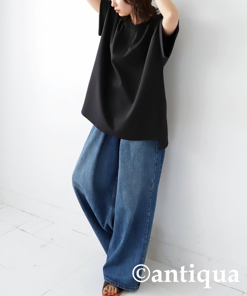 antiqua(アンティカ)の「ポンチ素材カフタントップス(Tシャツ/カットソー・レディース・ベージュ/ブラック/オフホワイト・FREE)」の12枚目の写真