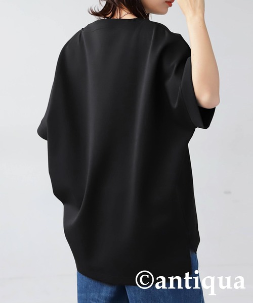 antiqua(アンティカ)の「ポンチ素材カフタントップス(Tシャツ/カットソー・レディース・ベージュ/ブラック/オフホワイト・FREE)」の13枚目の写真