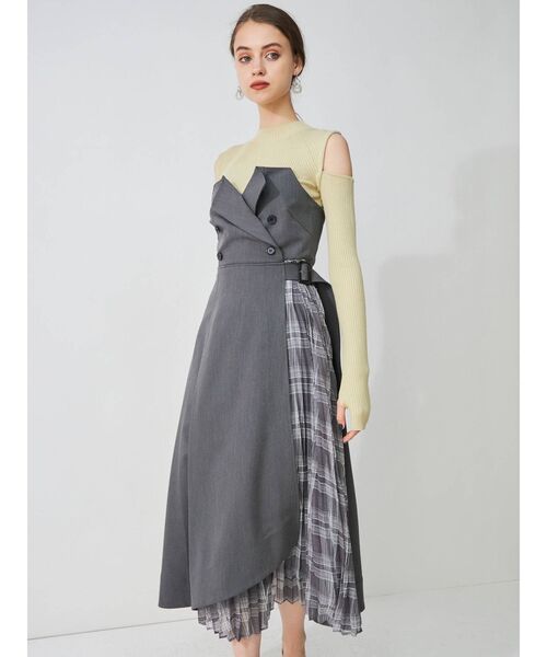 MERCURYDUO(マーキュリーデュオ)の「チェックプリーツドッキング2WAYジャンスカ(ジャンパースカート・レディース・グレー/ブラウン・FREE)」の18枚目の写真