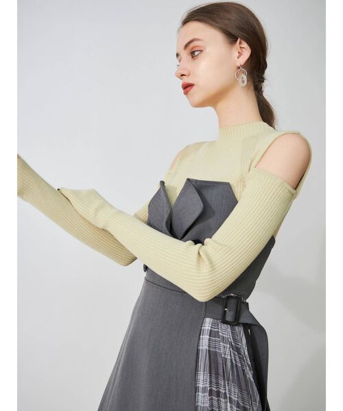 MERCURYDUO(マーキュリーデュオ)の「チェックプリーツドッキング2WAYジャンスカ(ジャンパースカート・レディース・グレー/ブラウン・FREE)」の12枚目の写真