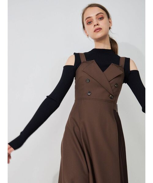 MERCURYDUO(マーキュリーデュオ)の「チェックプリーツドッキング2WAYジャンスカ(ジャンパースカート・レディース・グレー/ブラウン・FREE)」の9枚目の写真